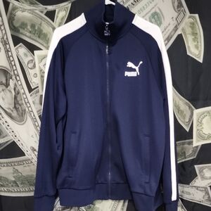 Puma Men's Navy and White Track Jacket